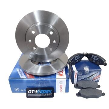 Peugeot 206 (1998-2008) Soğutmasız Ön Fren Disk Takımı Ve Balata Seti (Bosch)