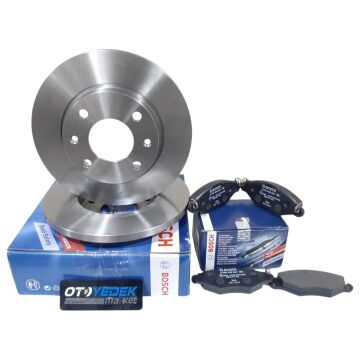 Peugeot 206 (1998-2008) Soğutmasız Ön Fren Disk Takımı Ve Balata Seti (Bosch)