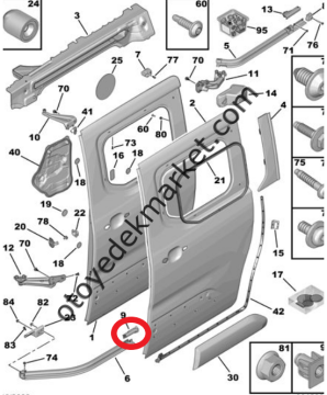 Citroen Berlingo (2018-2024) Sol Sürgülü Kapı Alt Dayanağı (Orijinal)