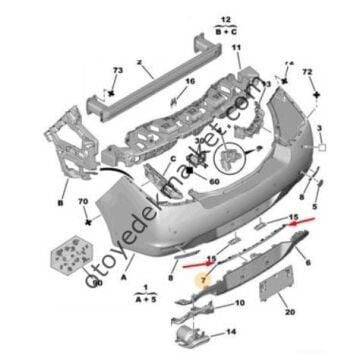 PEUGEOT 508 (2011-2018) ARKA TAMPON ORTA NİKELAJI(ORJİNAL)