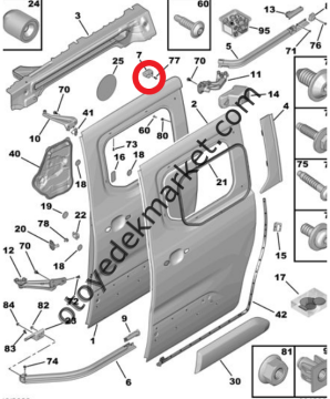 Citroen Berlingo (2018-2024) Sağ Sürgülü Kapı Üst Dayanağı (Orijinal)