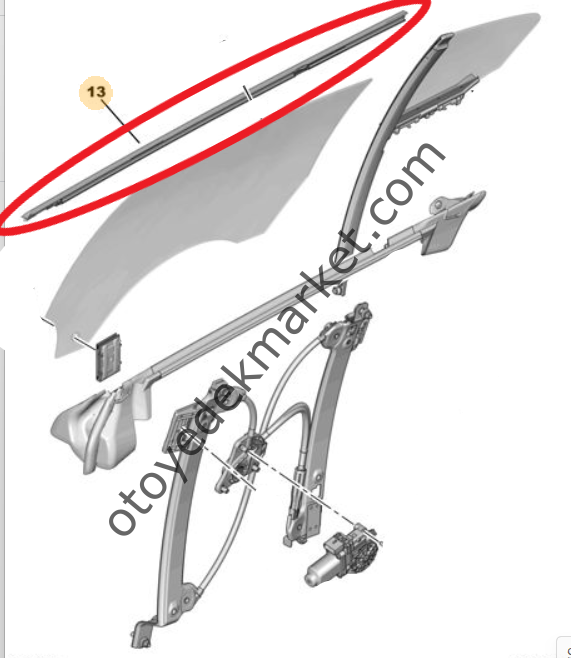 Peugeot 508 (2019-2023) Sağ Arka Kapı Camı Dış Sıyırıcı Fitili (Orijinal)