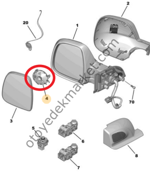 Citroen Berlingo (2018-2024) Sağ Dikiz Aynası Cam Motoru (Orijinal)