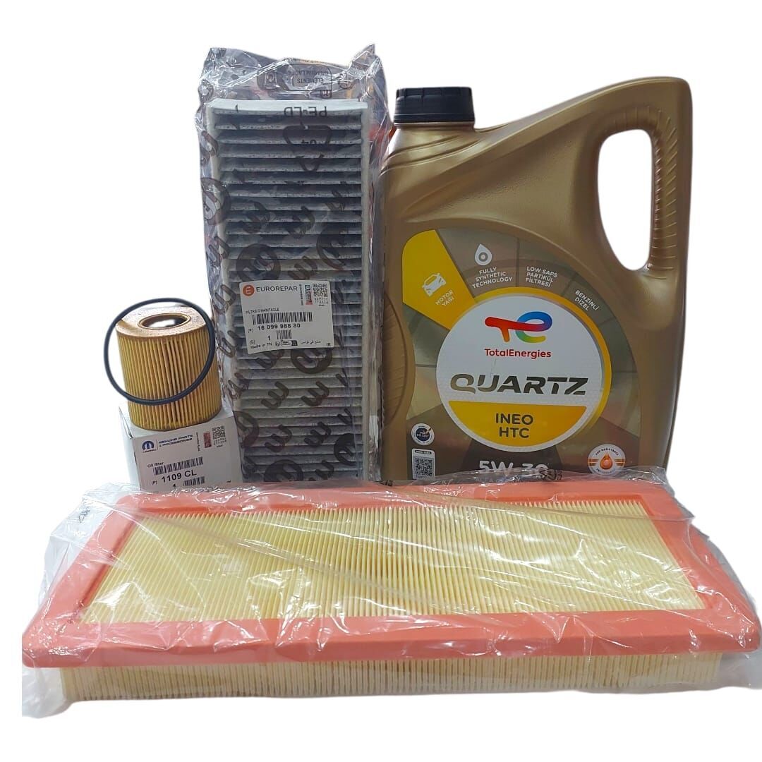 Citroen C5 Aircross (2019-2024) 1.6 PureTech Benzinli Filtre Bakım Seti +5w30 HTC Yağ (Orijinal)