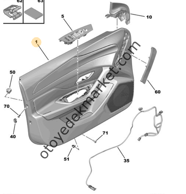 Peugeot 308 (2022-2025)  Sağ Ön Kapı Döşemesi (Orijinal)