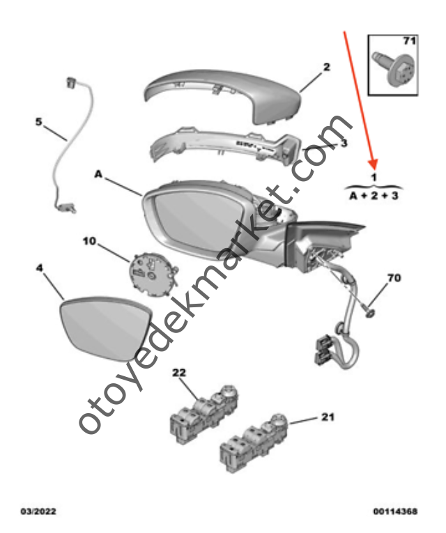 Peugeot 508 (2017-2024) Sağ Dış Dikiz Aynası (Orijinal)
