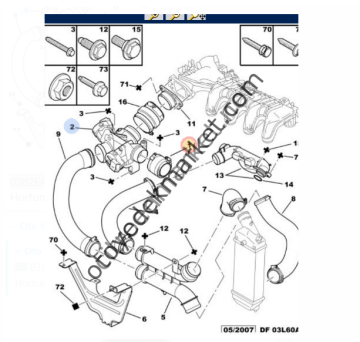 Peugeot 407 (2004-2011) 1.6 Hdi Turbo Hava Hortumu (İthal)
