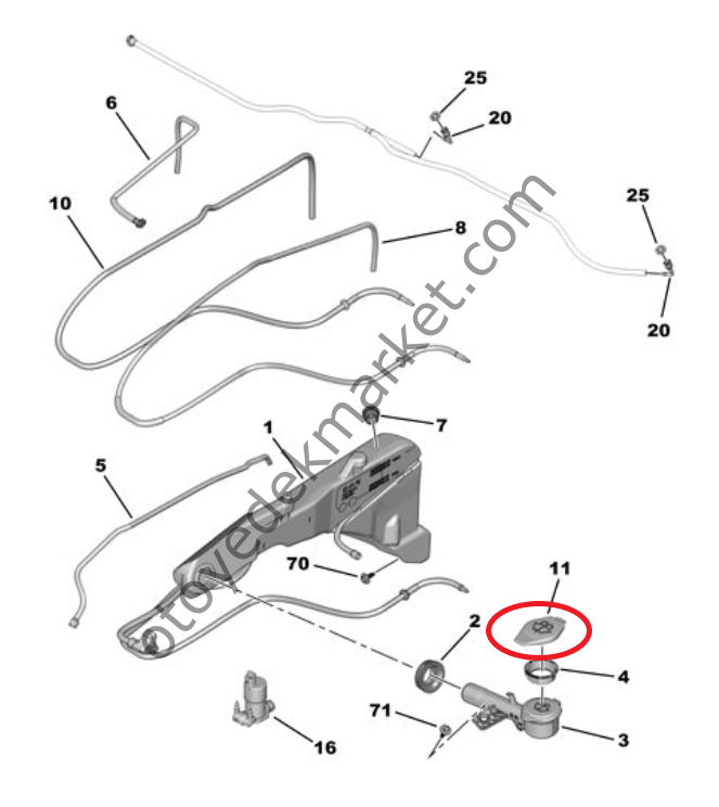 Peugeot 408  (2023-2025) Ön Cam Silecek Su Depo Kapağı (Orijinal)