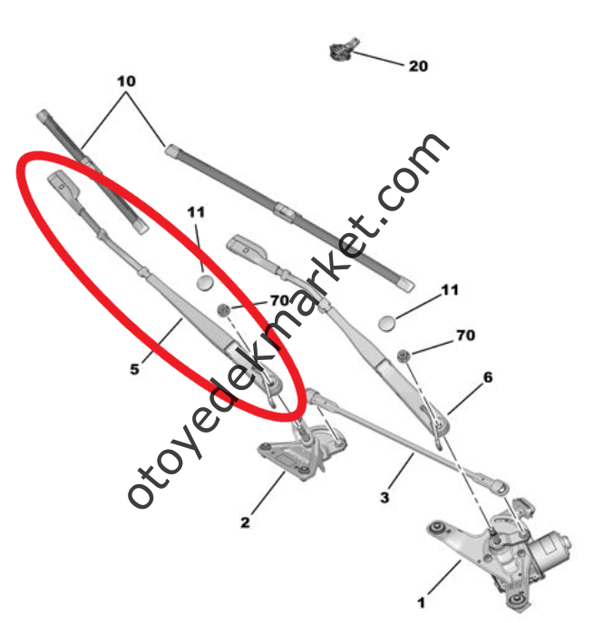 Peugeot 408 (2023-2025) Sağ Ön Cam Sağ Silecek Kolu (Orijinal)