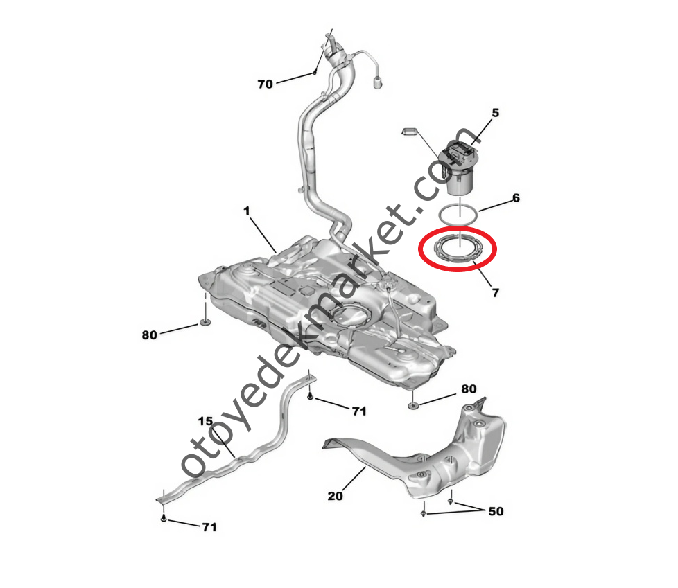 Peugeot 408 (2023-2024) 1.2 Turbo Benzinli Şamandıralı Yakıt Pompa Somunu (Orijinal)