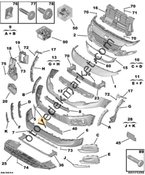 Peugeot Rifter (2018-2024) Ön Tampon Alt Plastiği (Orijinal)