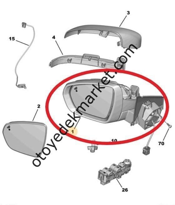 Peugeot 5008 (2017-2025) Sağ Dikiz Aynası (Orijinal)