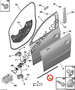 PEUGEOT 508 (2011-2018) ÖN KAPI ALT LASTİĞİ (ORJİNAL)