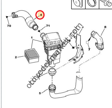PEUGEOT 206 1,4 BENZİNLİ HAVA FİLTE HORTUMU (ORJİNAL)
