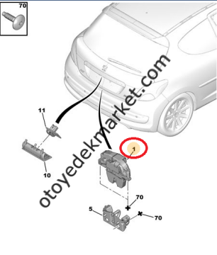 Peugeot 207 (2006-2012) Bagaj Kapak Kilidi (Orijinal)