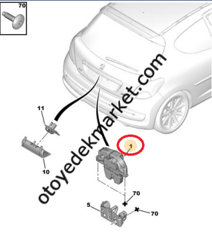 Citroen Berlingo (2008-2018) Bagaj Kapak Kilidi (İthal)