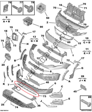 Peugeot Rifter (2018-2024) Ön Tampon Alt Çıtası (Orijinal)