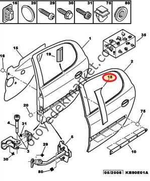PEUGEOT 206 ARKA KAPI SÜS BANDI SAĞ (ORJİNAL)