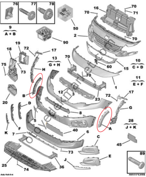 Peugeot Rifter (2018-2024) Ön Tampon Yan Plastik Dodik Çıtaları (Orijinal)