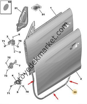 Peugeot 508 (2019-2023) Sol Ön Kapı Lastiği (Orijinal)