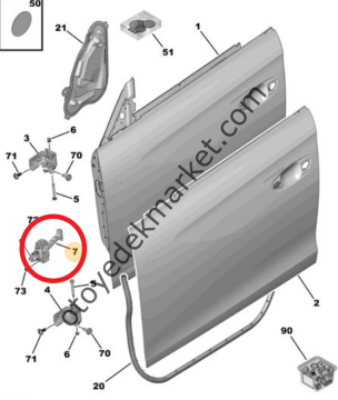 Peugeot 508 (2019-2023) Ön Kapı Gergi Demiri (Orijinal)