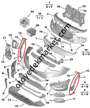 Peugeot Rifter (2019-2024) Ön Tampon Yan Bağlantı Ayak Takımı (İthal)