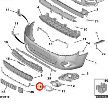 Citroen Berlingo (2012-2015) Ön Tampon Izgara Çıtası (İthal)