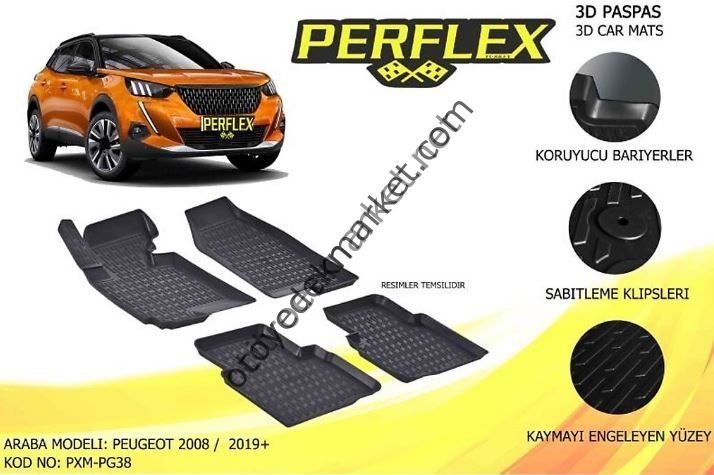 Peugeot 2008 (2020-2022) 3D Havuzlu Paspas Takımı (Perflex)