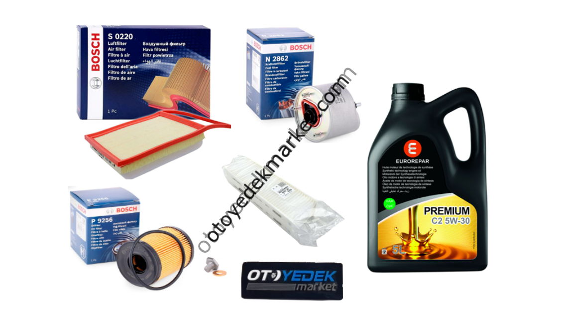 Peugeot 301 (2012-2017) 1.6 Hdi Euro5 Filtre Bakım Seti 5W30 Eurorepar Yağ (Bosch)