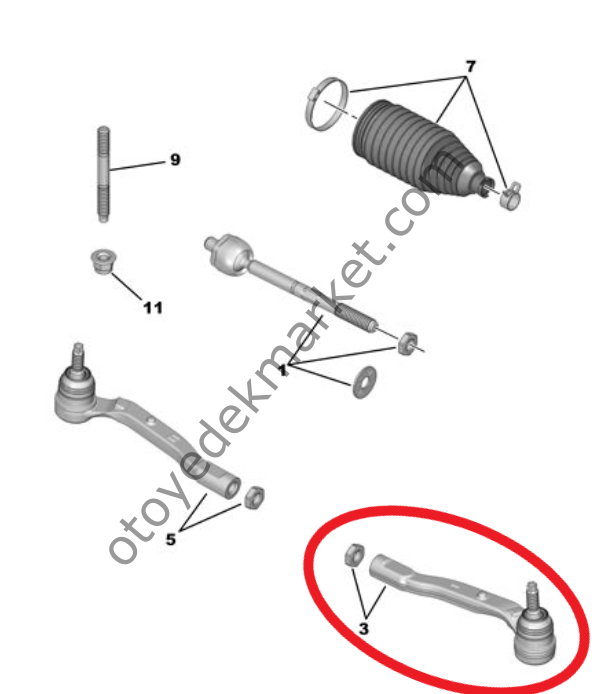Peugeot 408 (2023-2025) Sol Rot Başı (Orijinal)