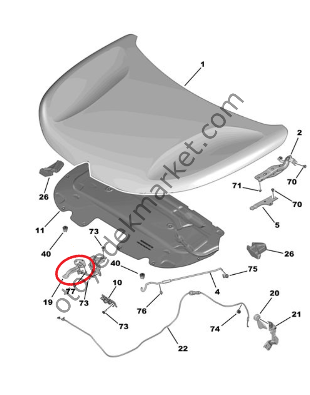 Citroen C4 X (2021-2024) Motor Kaput Kilit Kanca Kumandası (Orijinal)