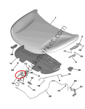 Citroen C4 X (2021-2024) Motor Kaput Kilit Kanca Kumandası (Orijinal)