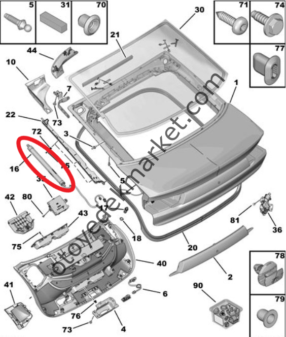 Peugeot 508 (2019-2023) Bagaj Amortisörü (Orijinal)