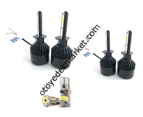 Xenon Led Ampul Seti H4 12V ,uzun kısa far, sis ampülü, park ampulü (DUO PHOTON)
