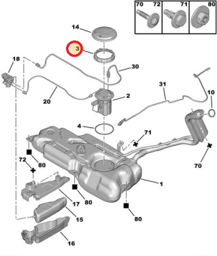 Peugeot  206 (1999-2012) Depo Şamandıra Kapağı (Orijinal)
