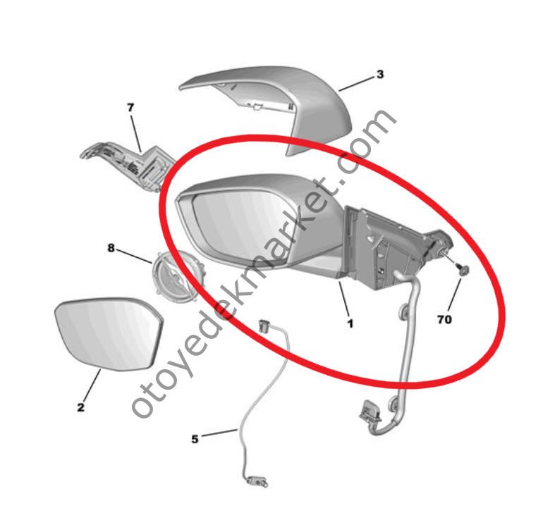 Peugeot 308 (2022-2025) Sol Dikiz Aynası (Orijinal)