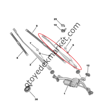 Citroen C3 Aircross (2017-2024) Ön Cam Sol Silecek Kolu (Orjinal)