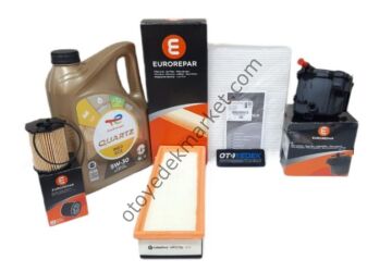 Peugeot 307 (2003-2008) 1,6 Hdi Filtre Bakım Seti 5w30 Yağlı (Orijinal Eurorepar)