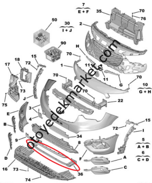 Peugeot Rifter (2019-2024) Ön Tampon Taşıyıcı Alt Demiri (Orijinal)
