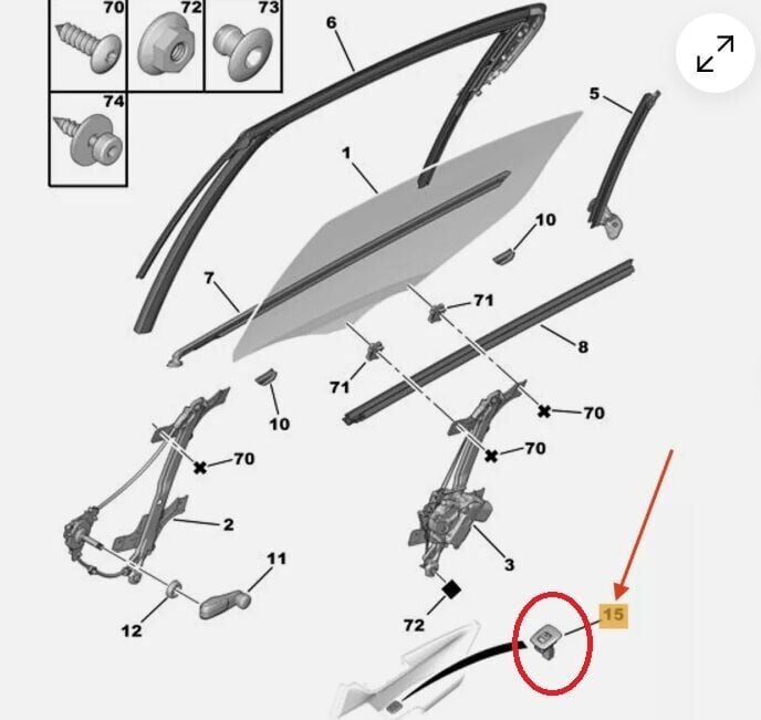 Citroen C5 (2008-2013) Arka Cam Kumanda Düğmesi Bej (Orijinal)
