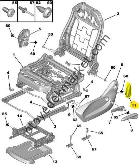 Citroen C3 (2003-2010) Koltuk Yatırma Kolu Sol Taraf