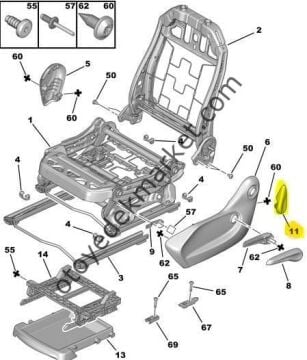 Citroen C3 (2003-2010) Koltuk Yatırma Kolu Sol Taraf