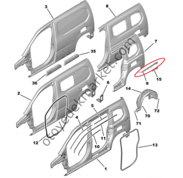 Citroen Berlingo (2018-2024) Sol Arka Çamurluk Çıtası (Orijinal)