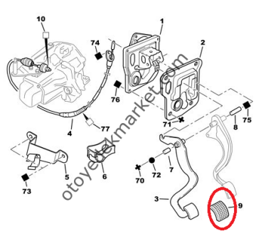 PEUGEOT 106 DEBRİYAJ PEDAL LASTİĞİ (ORİJİNAL)