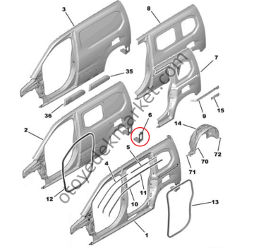 Citroen Berlingo (2018-2024) Sol Arka Çamurluk Kapatma Sacı (Orijinal)