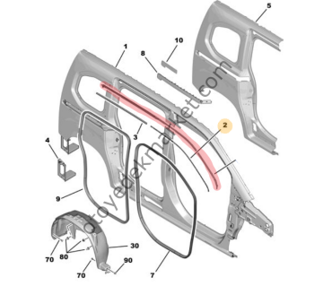 Citroen Berlingo (2018-2024) Sağ Tavan Oluk Lastiği (Orijinal)