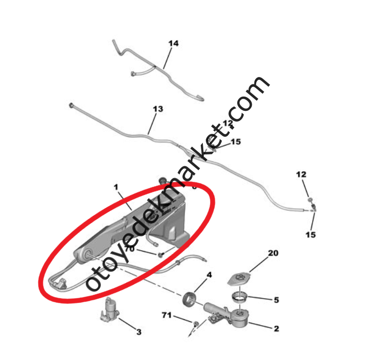 Peugeot 308  (2022-2025) Ön Cam Silecek Su Deposu (Orijinal)