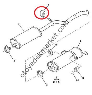 Peugeot 106 Orta Egzos Lastiği (Orijinal)