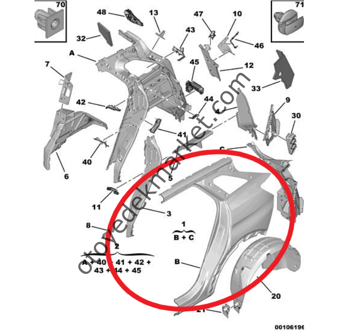 Peugeot 3008 (2016-2023) Sol Arka Çamurluk (Orijinal)