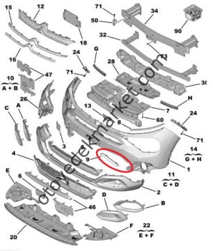 Citroen C4 X (2021-2024) Ön Tampon Sol Lamba Çıtası (Krom Gri Renginde) (Orijinal)
